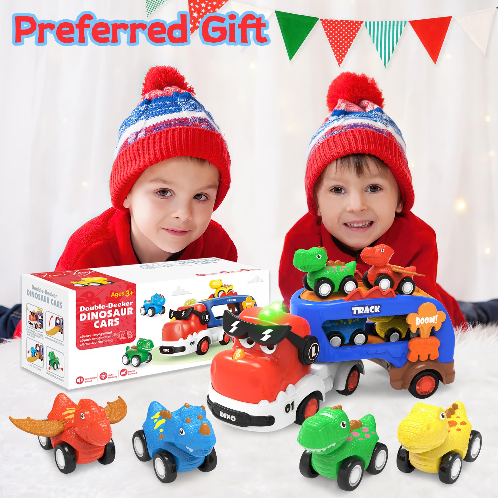 Foto 8 pulgar | Auto Toy Seveclotree Dinosaur Truck Con 4 Coches De Dinosaurio Para Niños De 2 A 7 Años - Venta Internacional.