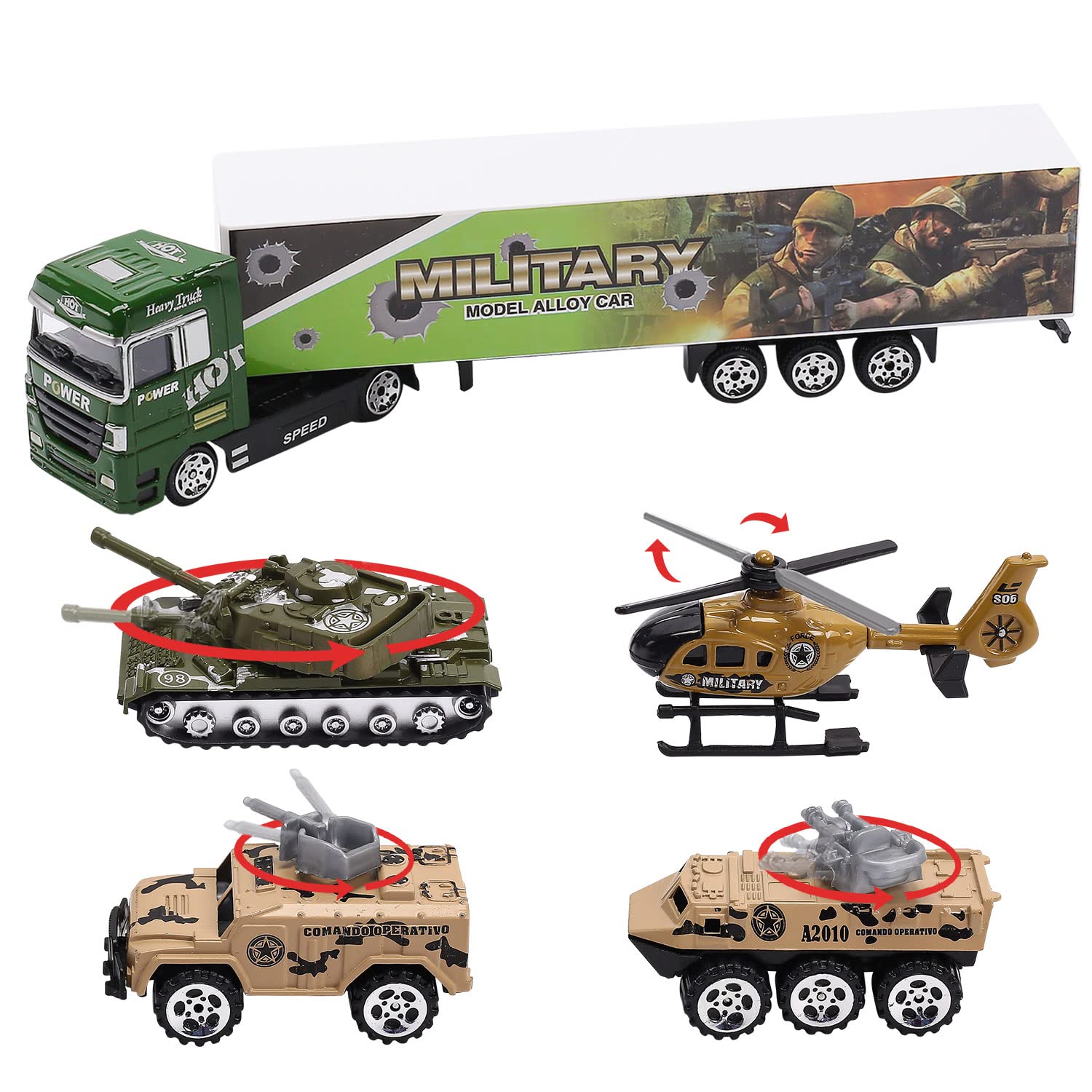 Foto 5 pulgar | Set De Camiones De Juguete Cute Stone 28 En 1 Con Sonido Y Luz Con 16 Hombres Del Ejército - Venta Internacional.