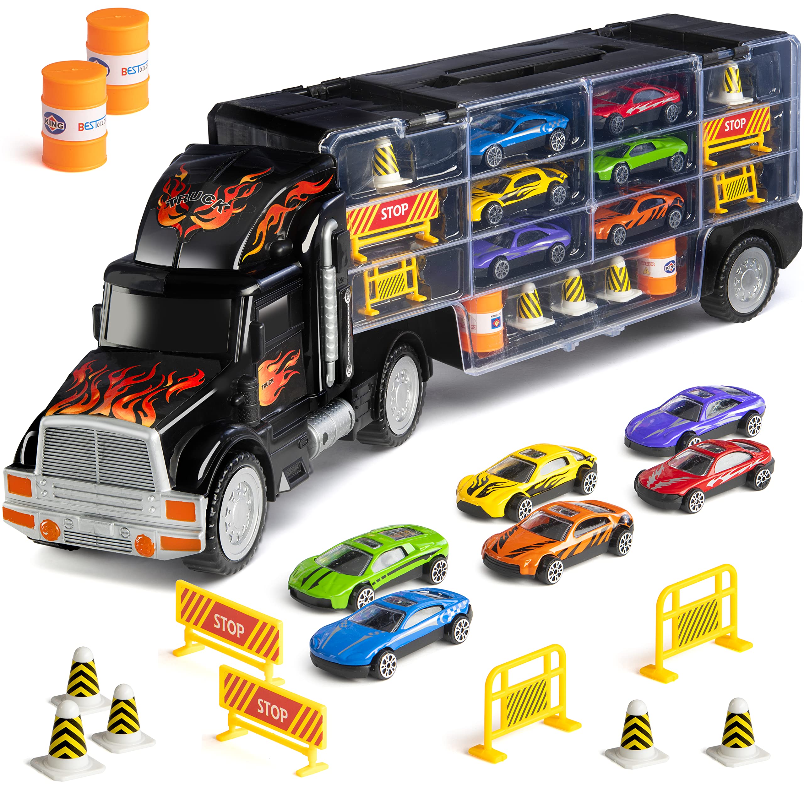 Foto 2 pulgar | Semirremolque De Juguete Play22 Con 6 Coches, 11 Accesorios Para Niños De 3 A 5 Años - Venta Internacional.