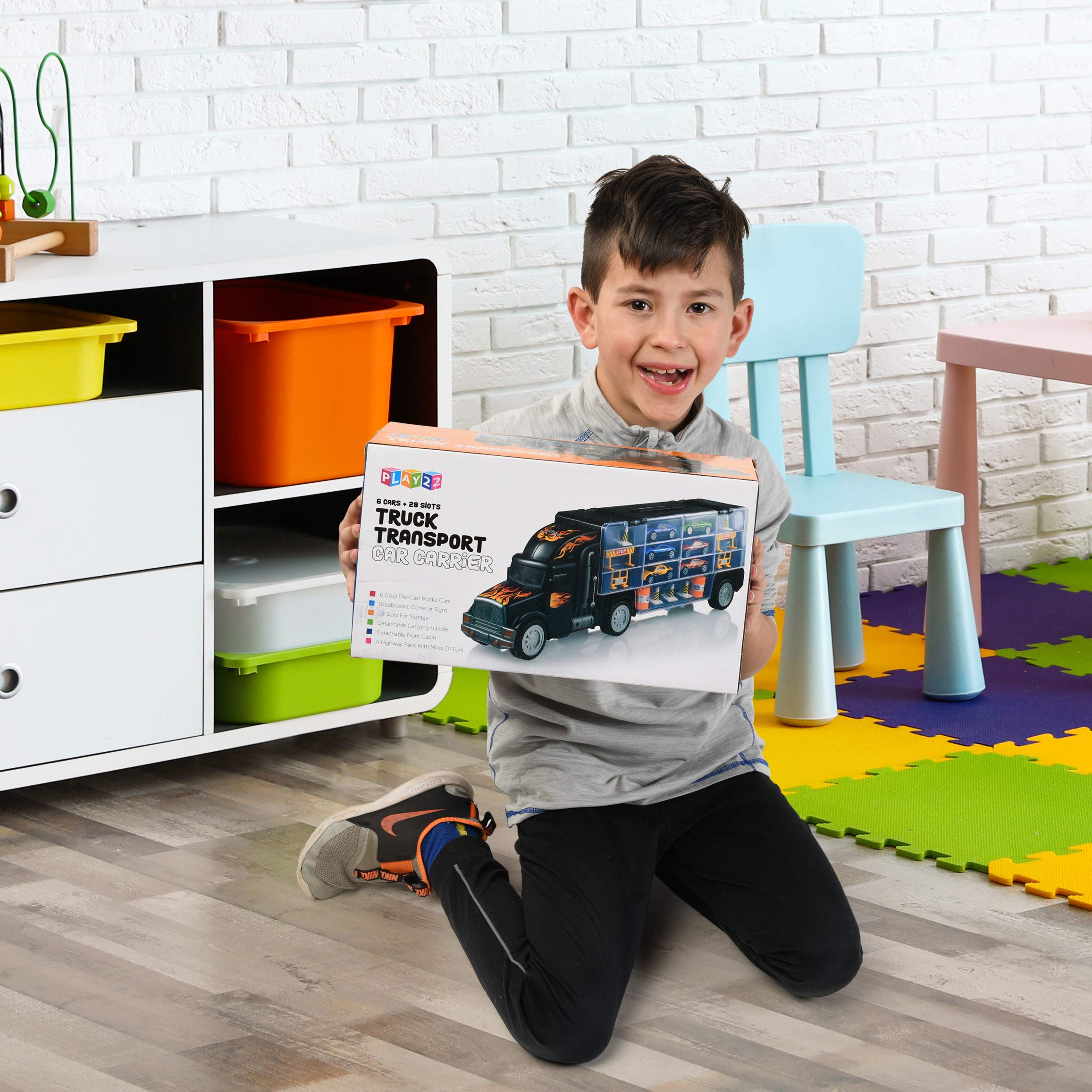 Foto 3 pulgar | Semirremolque De Juguete Play22 Con 6 Coches, 11 Accesorios Para Niños De 3 A 5 Años - Venta Internacional.
