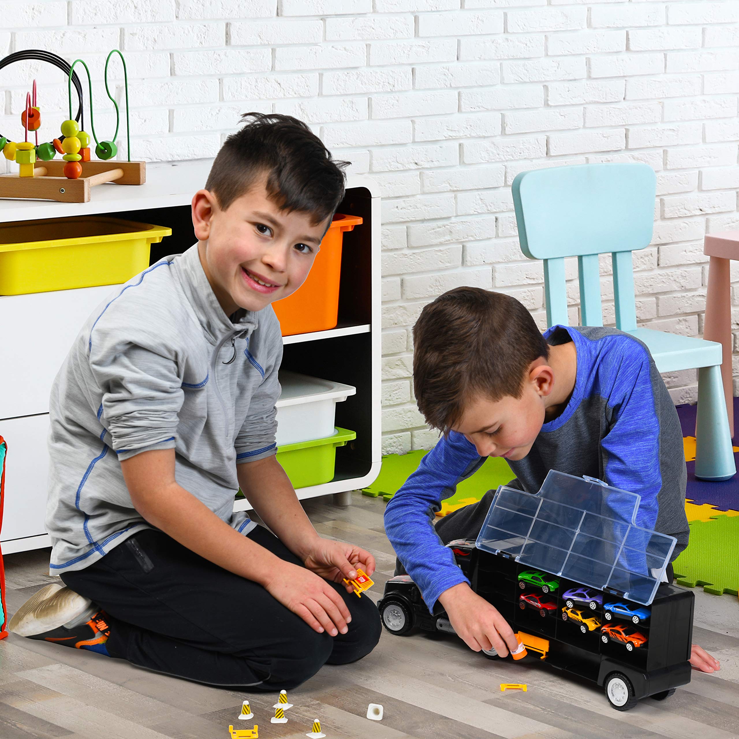 Foto 4 pulgar | Semirremolque De Juguete Play22 Con 6 Coches, 11 Accesorios Para Niños De 3 A 5 Años - Venta Internacional.