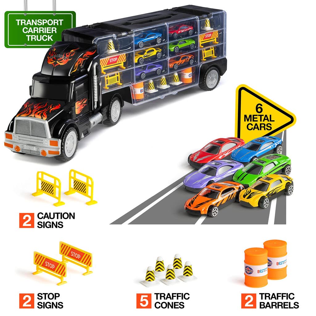 Foto 5 pulgar | Semirremolque De Juguete Play22 Con 6 Coches, 11 Accesorios Para Niños De 3 A 5 Años - Venta Internacional.