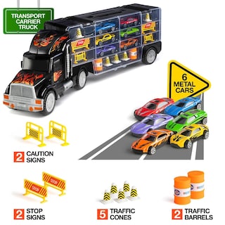 Foto 4 | Semirremolque De Juguete Play22 Con 6 Coches, 11 Accesorios Para Niños De 3 A 5 Años - Venta Internacional.