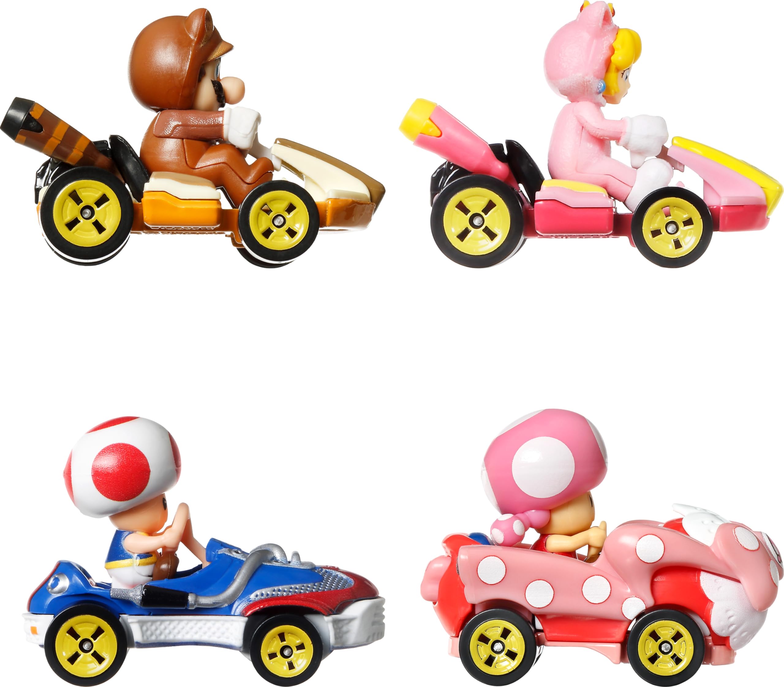Foto 5 pulgar | Mario Kart De Toy Hot Wheels, Paquete De 4 Unidades Con Tanooki Mario, Cat Peach - Venta Internacional.