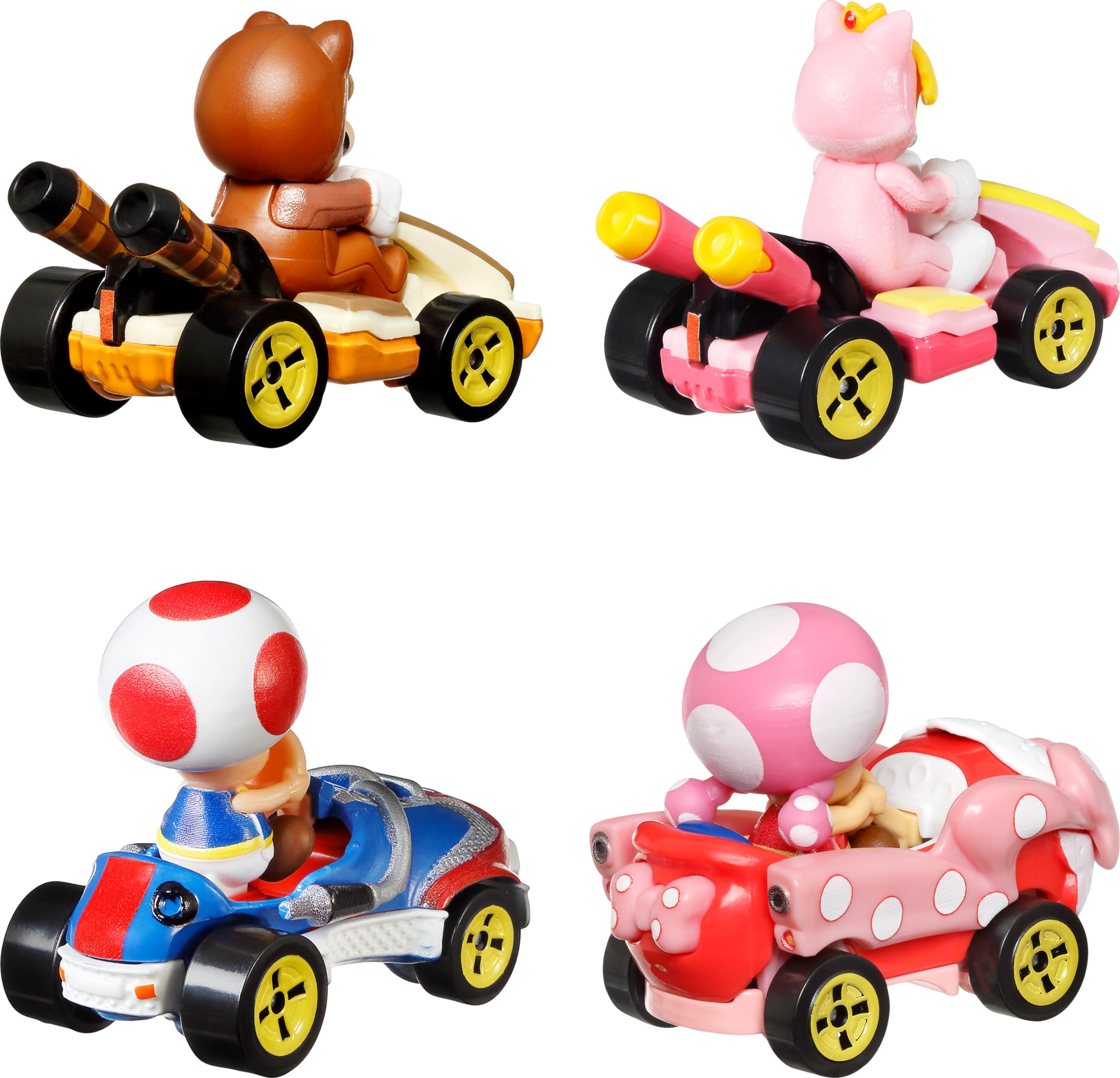 Foto 6 pulgar | Mario Kart De Toy Hot Wheels, Paquete De 4 Unidades Con Tanooki Mario, Cat Peach - Venta Internacional.