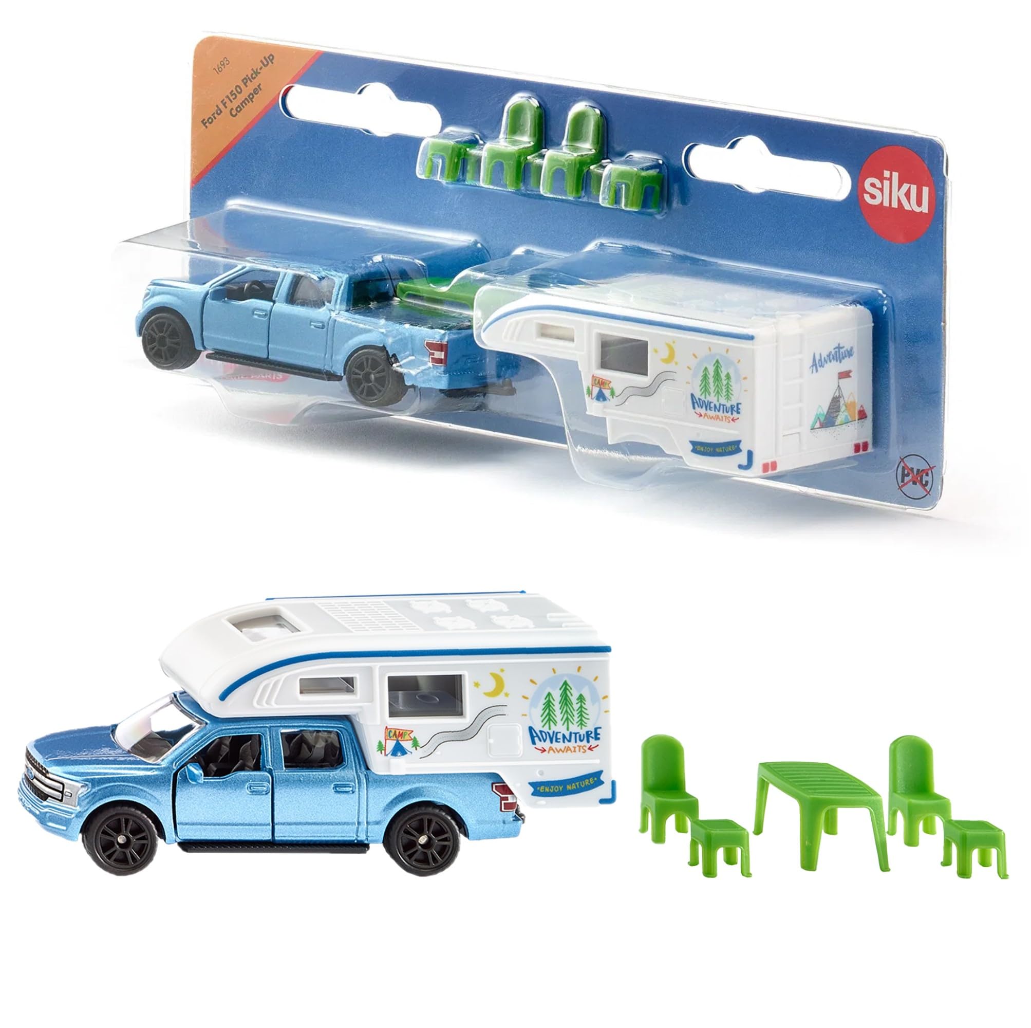Foto 2 pulgar | Toy Car Siku Ford F150 Pick-up Camper Con Sillas Y Mesa - Venta Internacional.