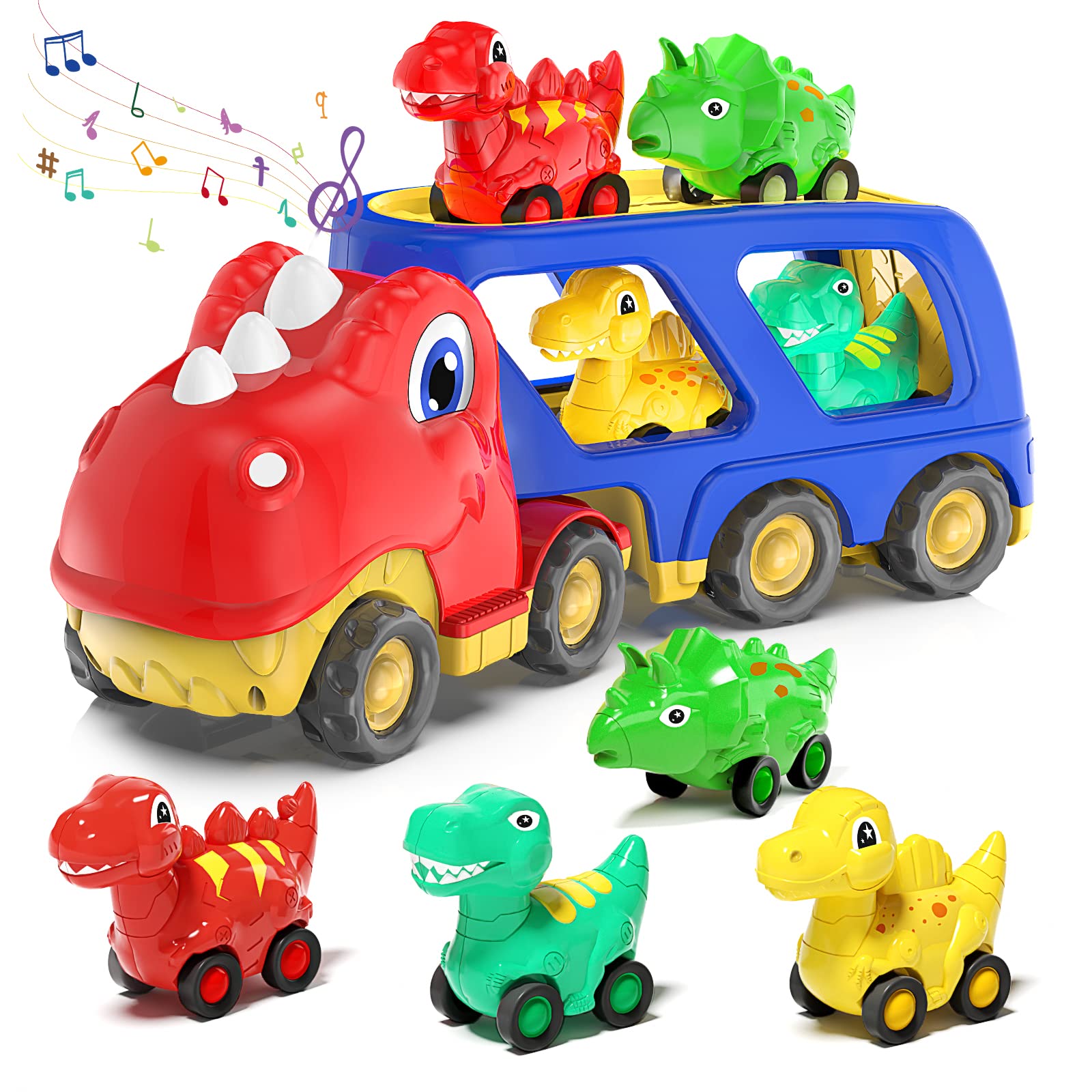 Foto 2 pulgar | Camión De Transporte De Coches De Juguete Veslier Dinosaur Con 4 Coches Retráctiles - Venta Internacional.