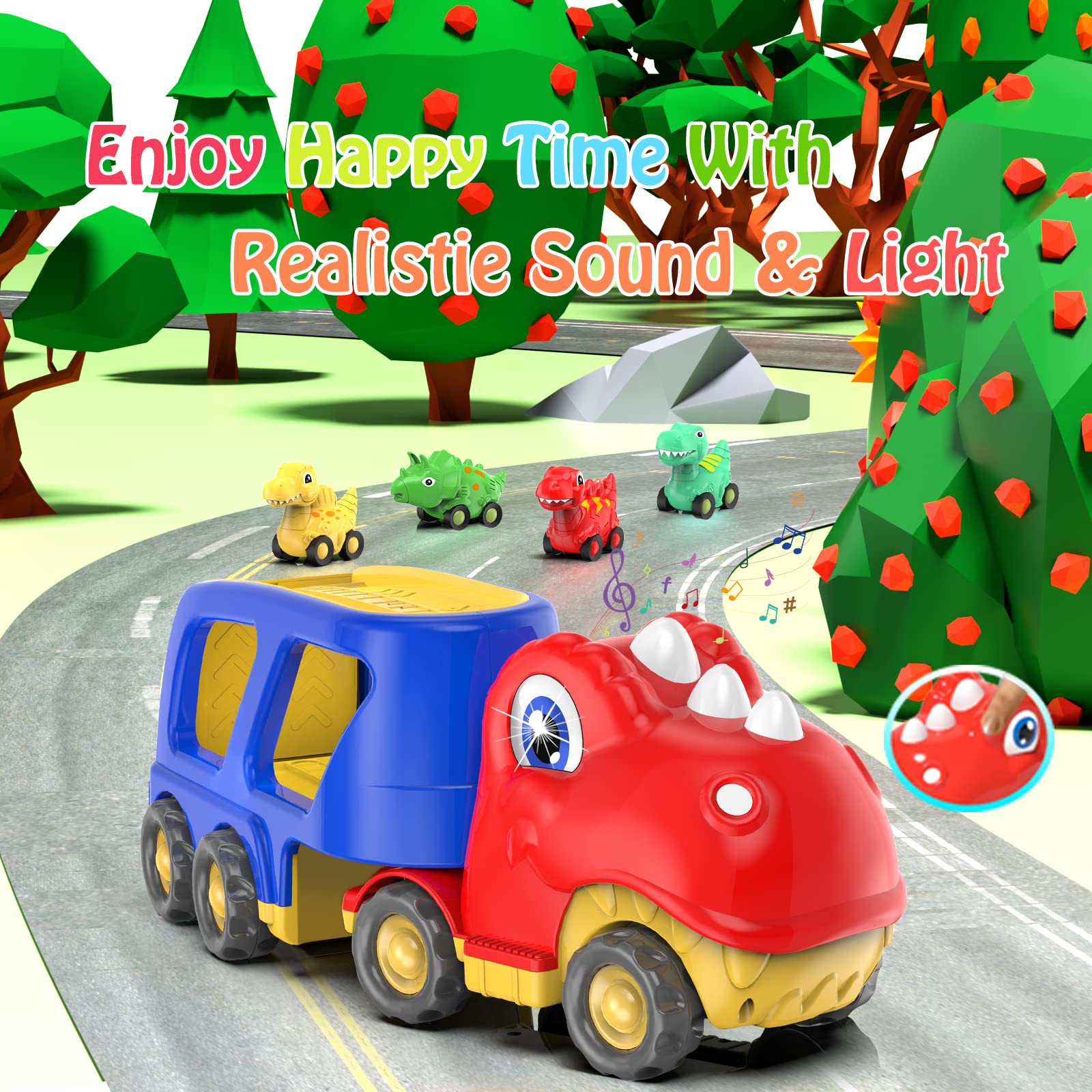 Foto 4 pulgar | Camión De Transporte De Coches De Juguete Veslier Dinosaur Con 4 Coches Retráctiles - Venta Internacional.