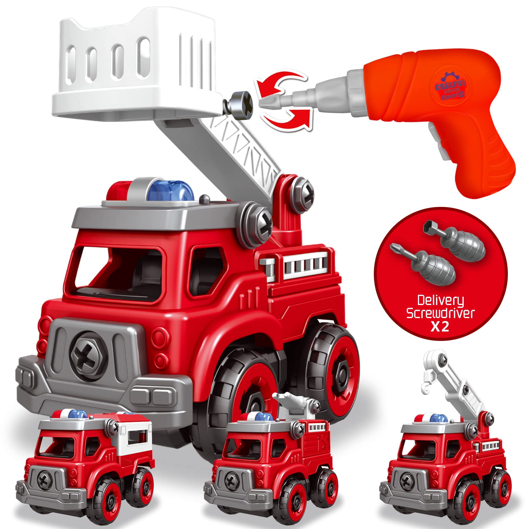 Foto 2 pulgar | Camión de Juguete Take Apart Toys 4 en 1 con Taladro Eléctrico para Niños - Venta Internacional