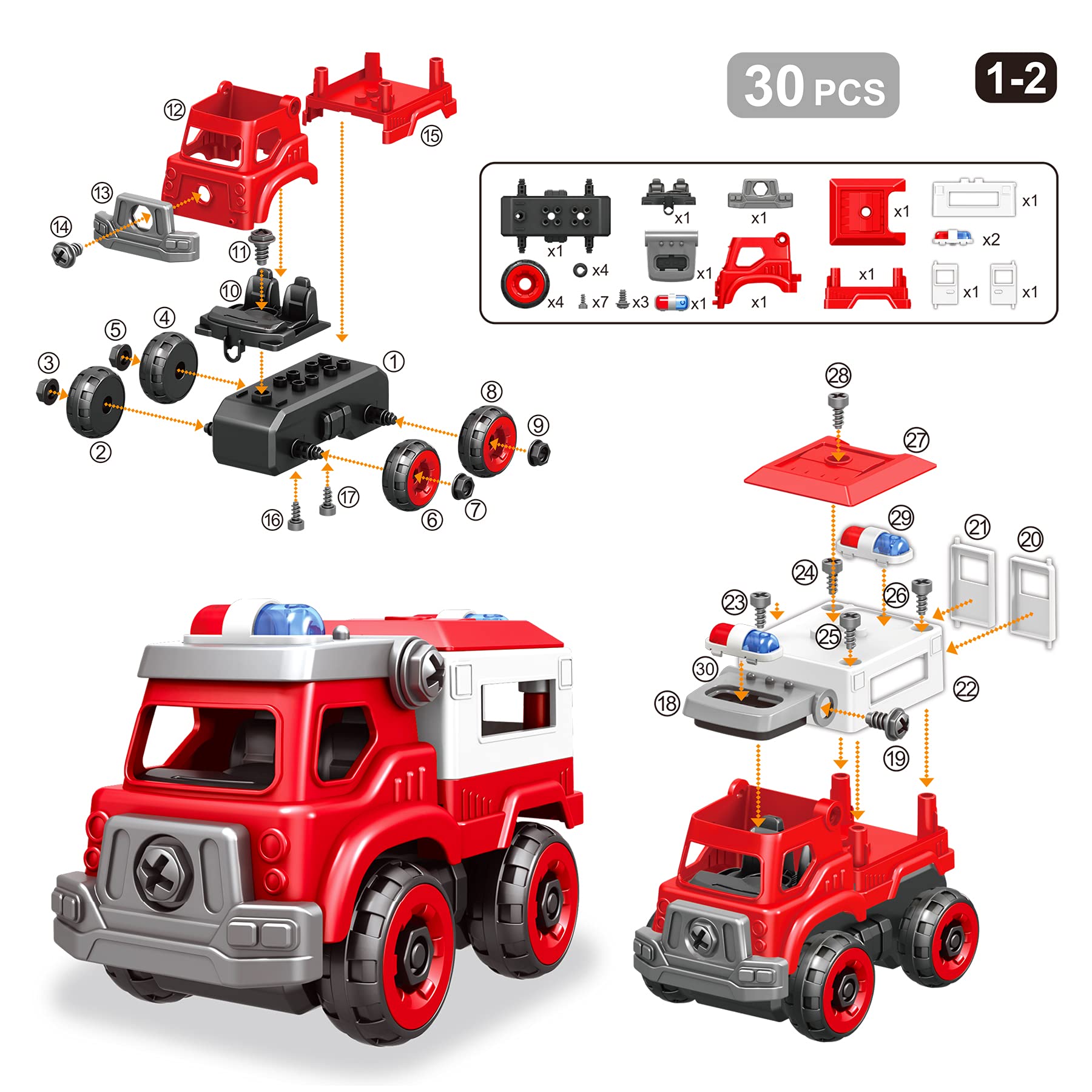 Foto 4 pulgar | Camión de Juguete Take Apart Toys 4 en 1 con Taladro Eléctrico para Niños - Venta Internacional