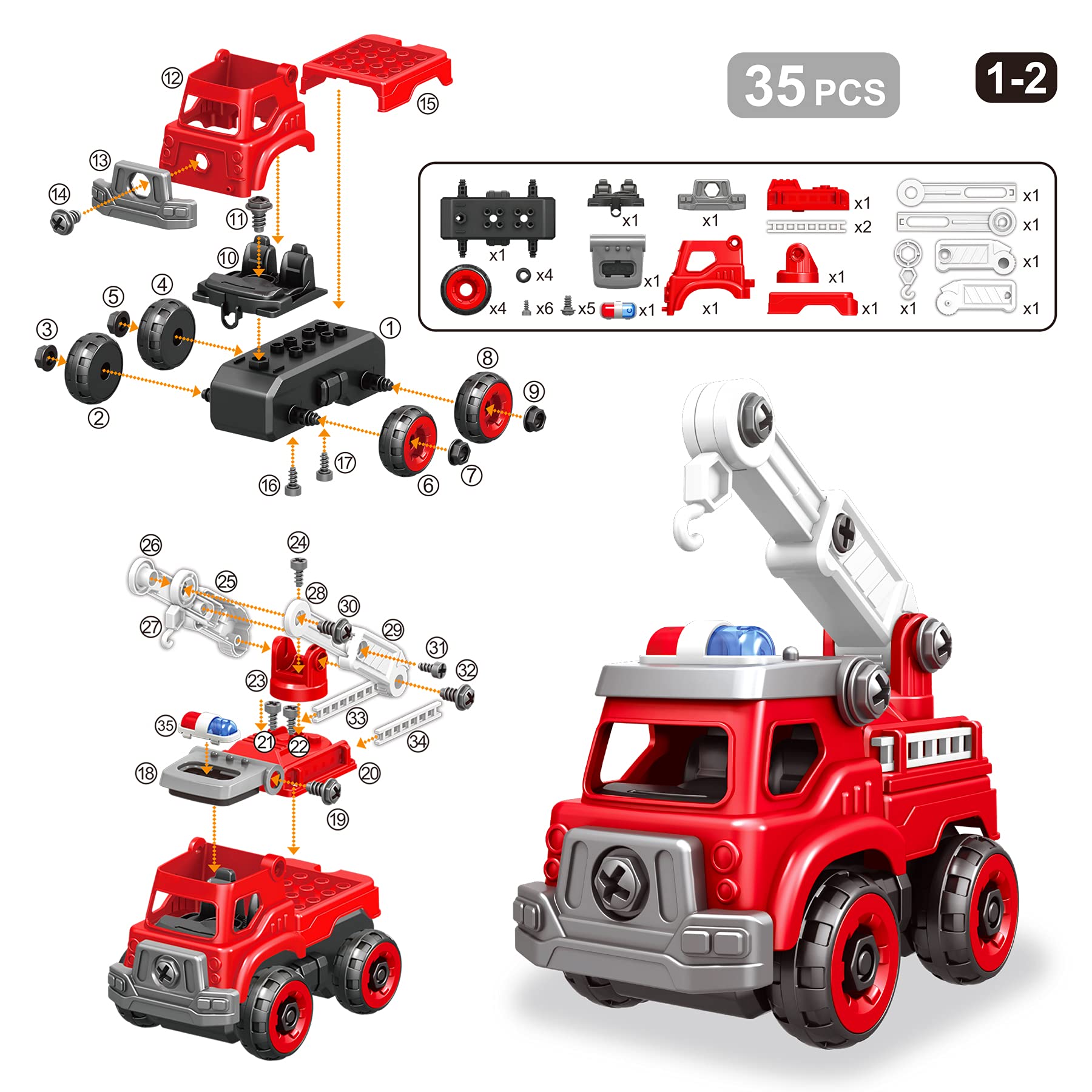 Foto 6 pulgar | Camión de Juguete Take Apart Toys 4 en 1 con Taladro Eléctrico para Niños - Venta Internacional
