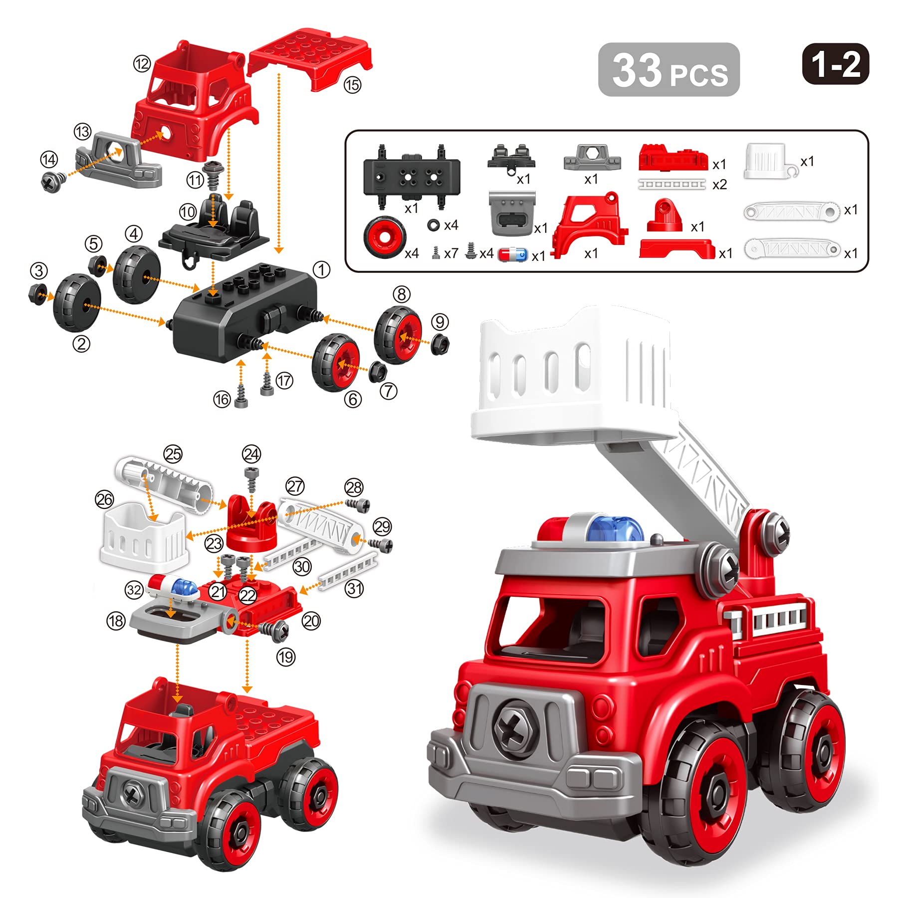 Foto 7 pulgar | Camión de Juguete Take Apart Toys 4 en 1 con Taladro Eléctrico para Niños - Venta Internacional