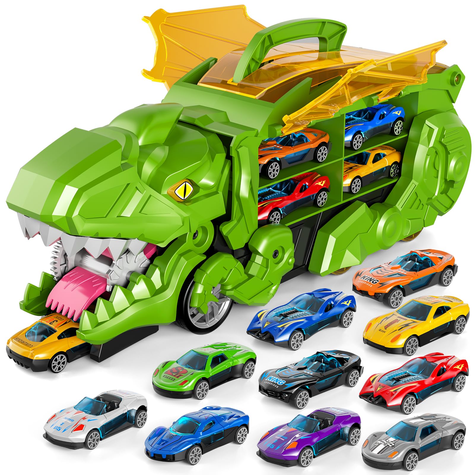 Foto 2 pulgar | Camión Transportador de Dinosaurios con 10 Coches Fundidos a Presión para Niños de 3 a 6 Años - Venta Internacional