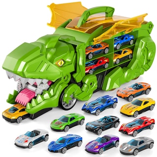 Foto 1 | Camión Transportador de Dinosaurios con 10 Coches Fundidos a Presión para Niños de 3 a 6 Años - Venta Internacional