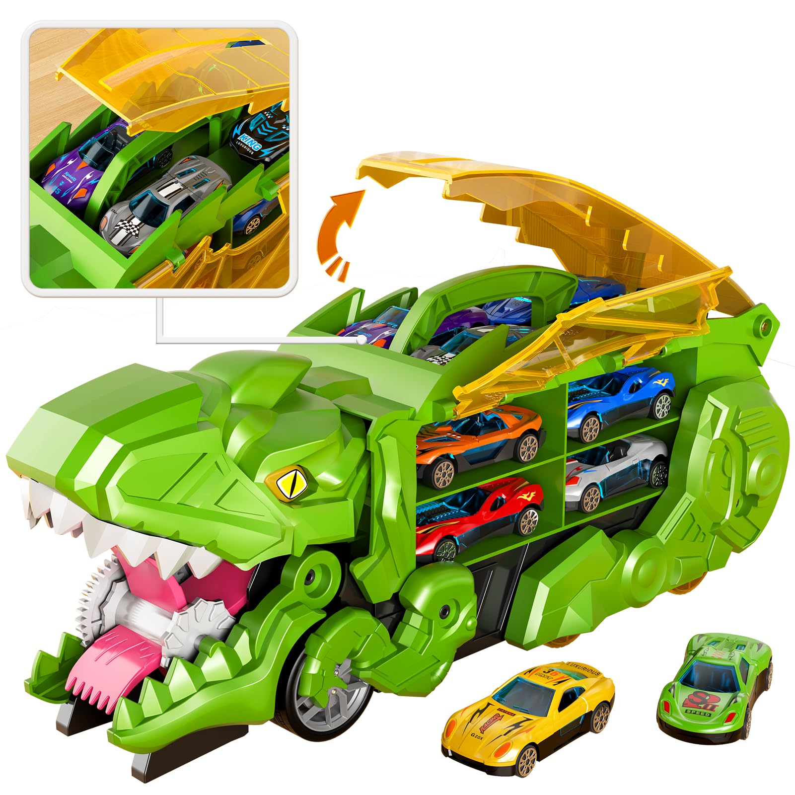 Foto 4 pulgar | Camión Transportador de Dinosaurios con 10 Coches Fundidos a Presión para Niños de 3 a 6 Años - Venta Internacional