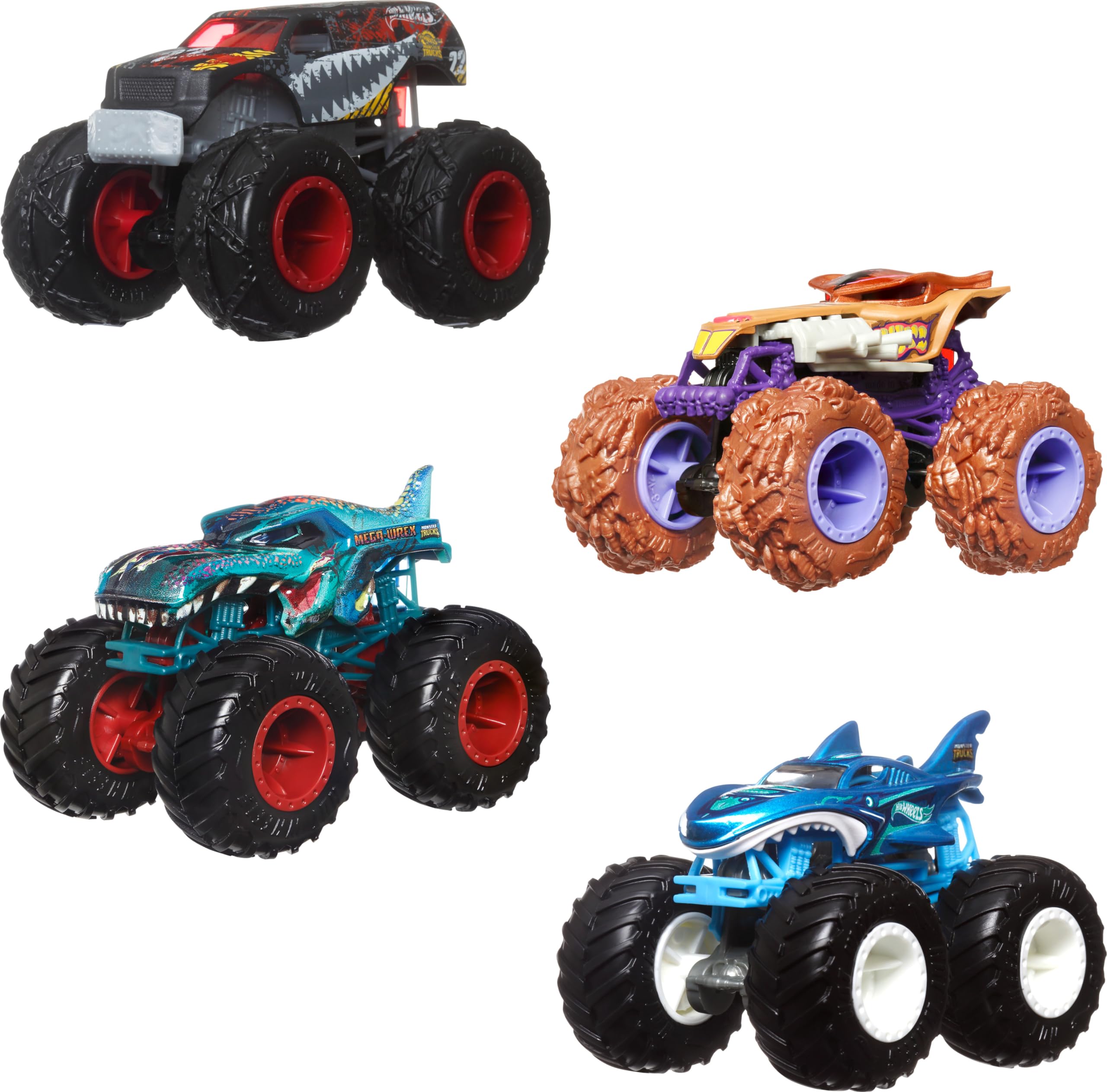 Set Toy Monster Trucks Hot Wheels Fang Frenzy 1:64 Paquete De 4 - Venta Internacional.
