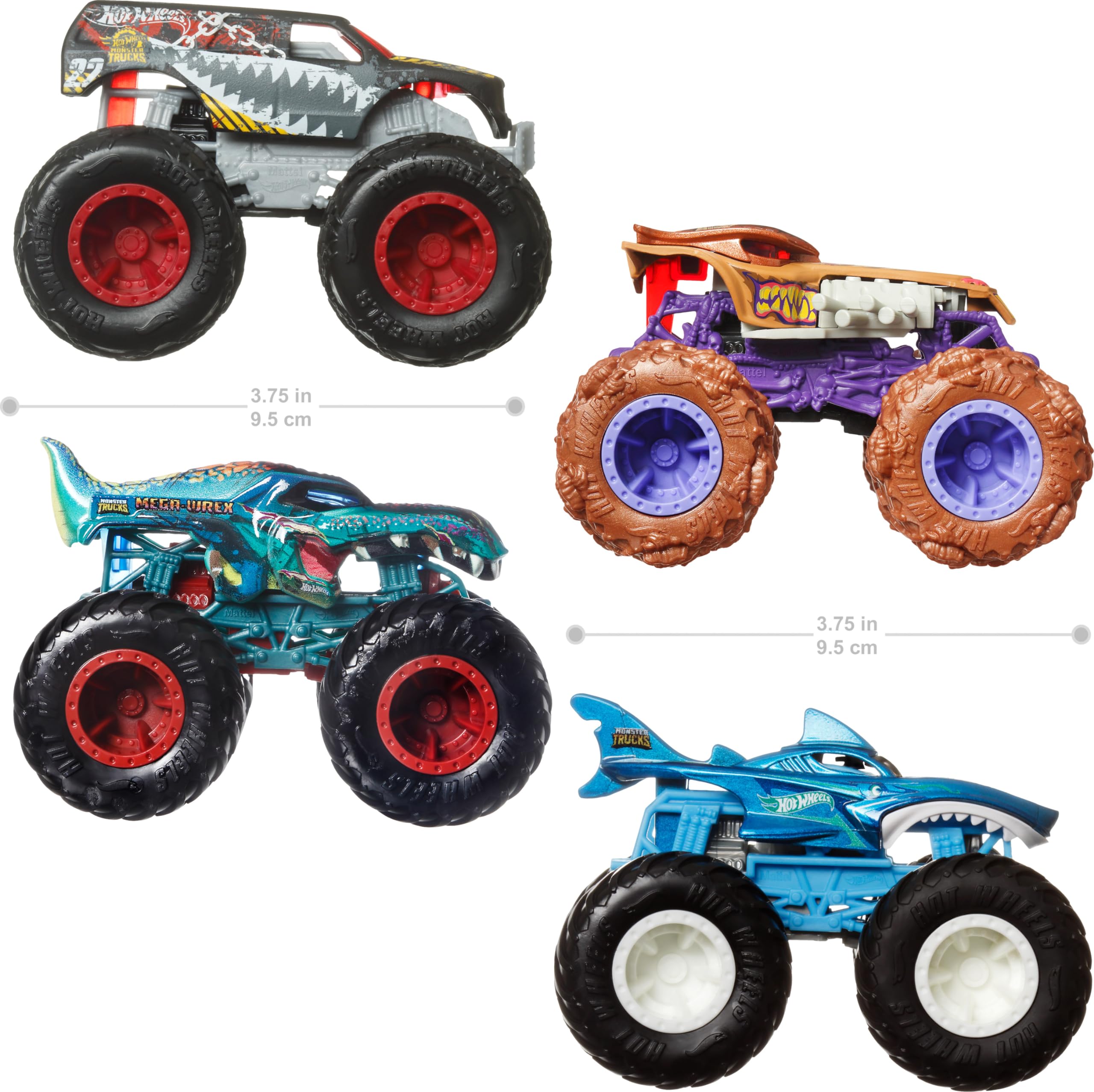 Foto 6 pulgar | Set Toy Monster Trucks Hot Wheels Fang Frenzy 1:64 Paquete De 4 - Venta Internacional.