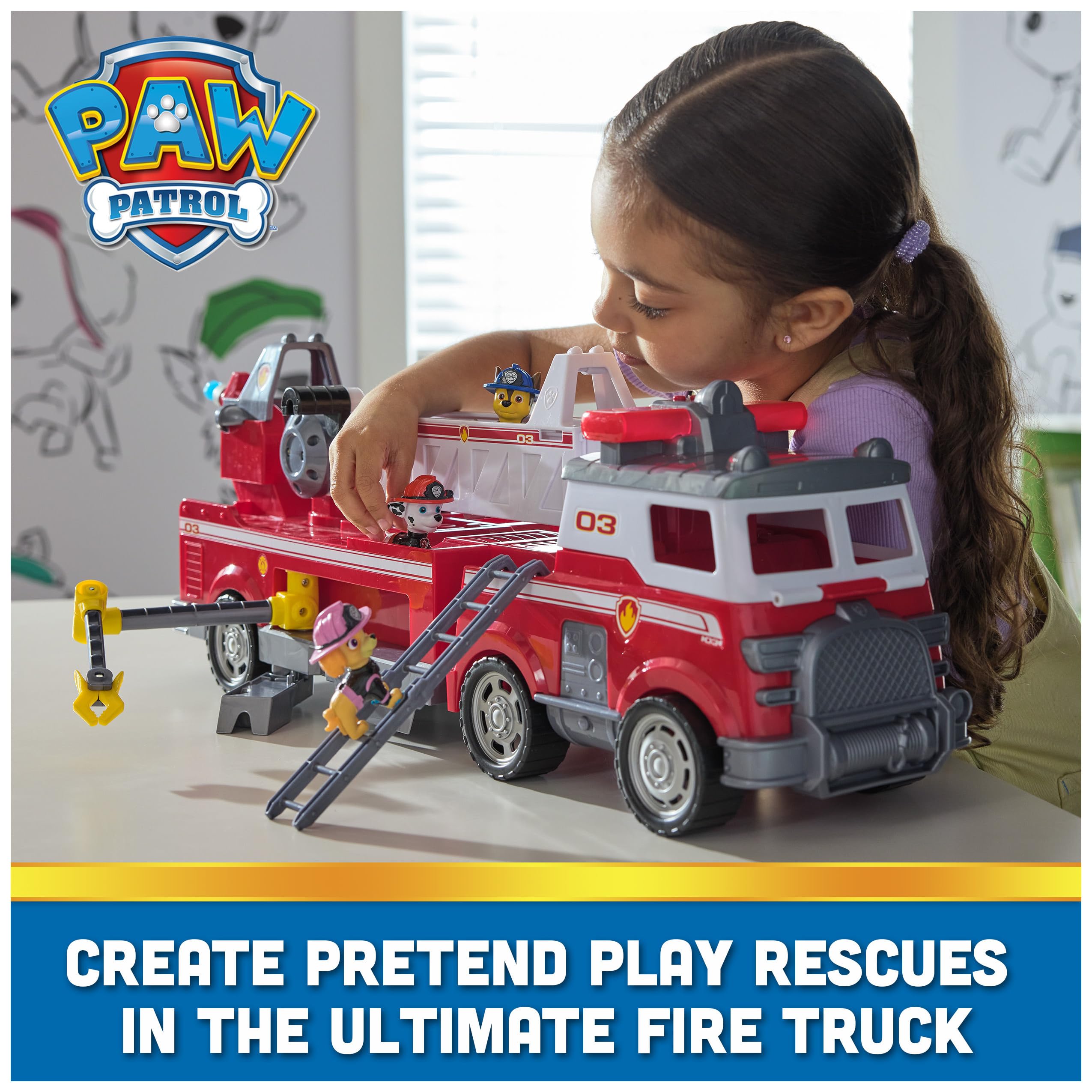 Foto 3 pulgar | Camión de Bomberos Paw Patrol Ultimate Rescue con Figuras - Venta Internacional