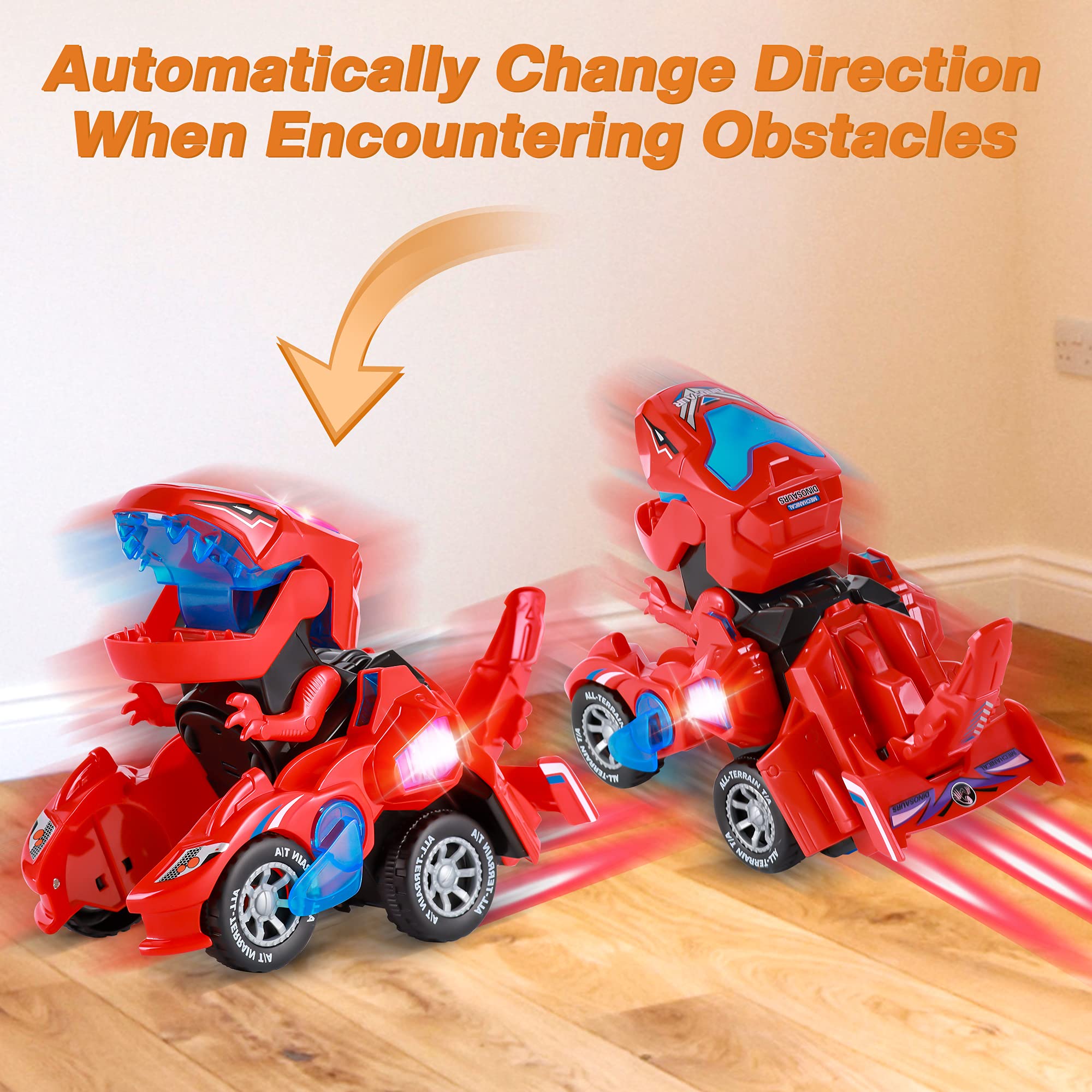 Foto 3 pulgar | Coche Dinosaurio Transformable con Luces LED y Sonido para Niños - Venta Internacional