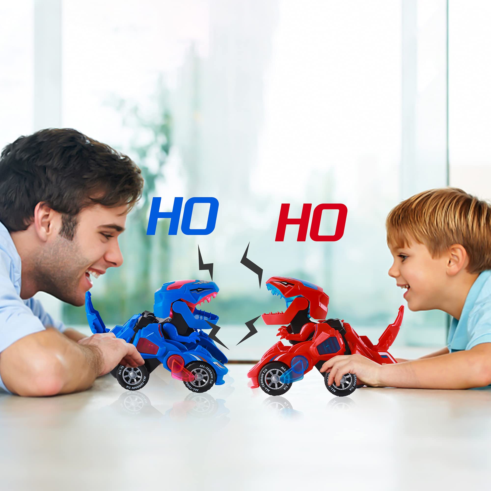 Foto 8 pulgar | Coche Dinosaurio Transformable con Luces LED y Sonido para Niños - Venta Internacional