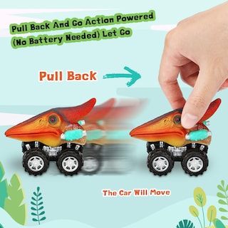 Foto 2 | Autos de Dinosaurios Pull Back Kkones Paquete de 6 para Niños de 3 a 6 Años - Venta Internacional