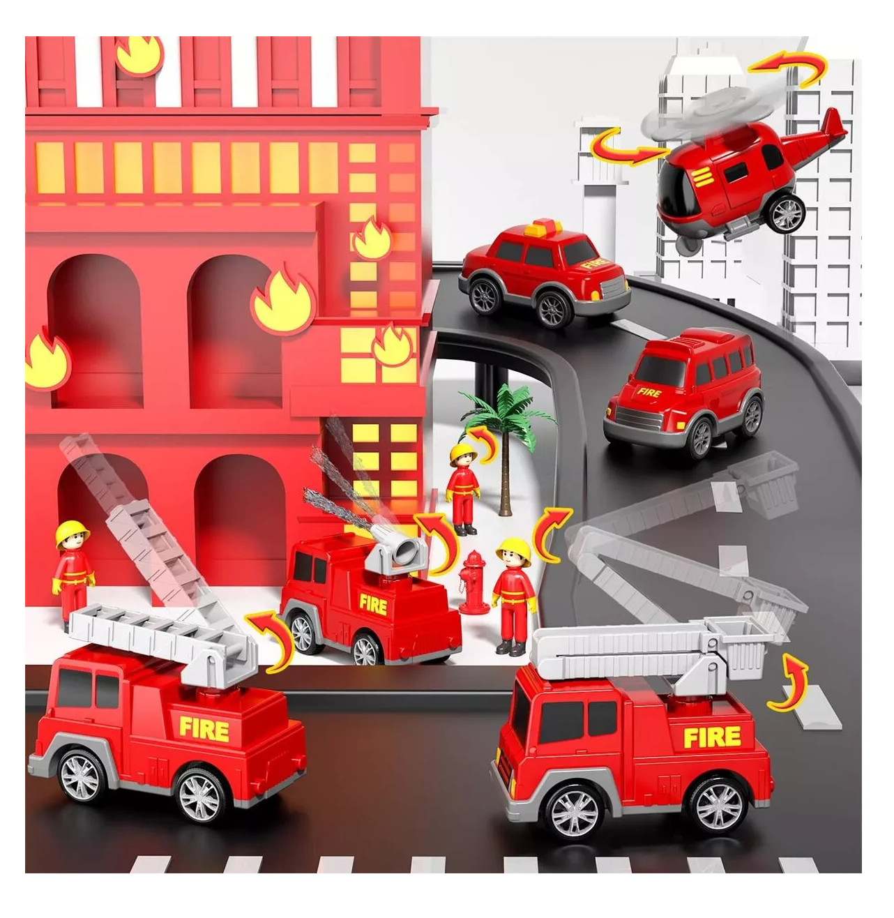 Foto 6 pulgar | Vehículo de Juguete Bomberos 7 en 1 con Juego de Mapas Rojo