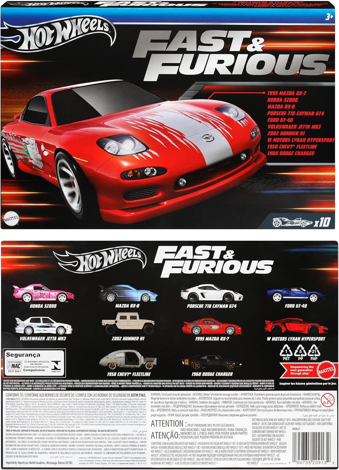 Foto 8 pulgar | Paquete De 10 Coches De Juguete Hot Wheels Hvx27 Fast And Furious - Venta Internacional.