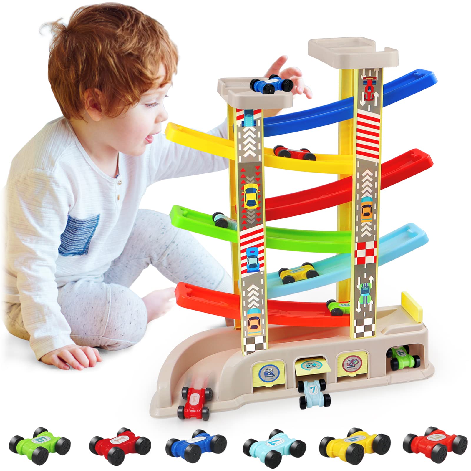 Foto 2 pulgar | Juguete de Rampa de Coche Aotipol Montessori con 6 Coches - Venta Internacional