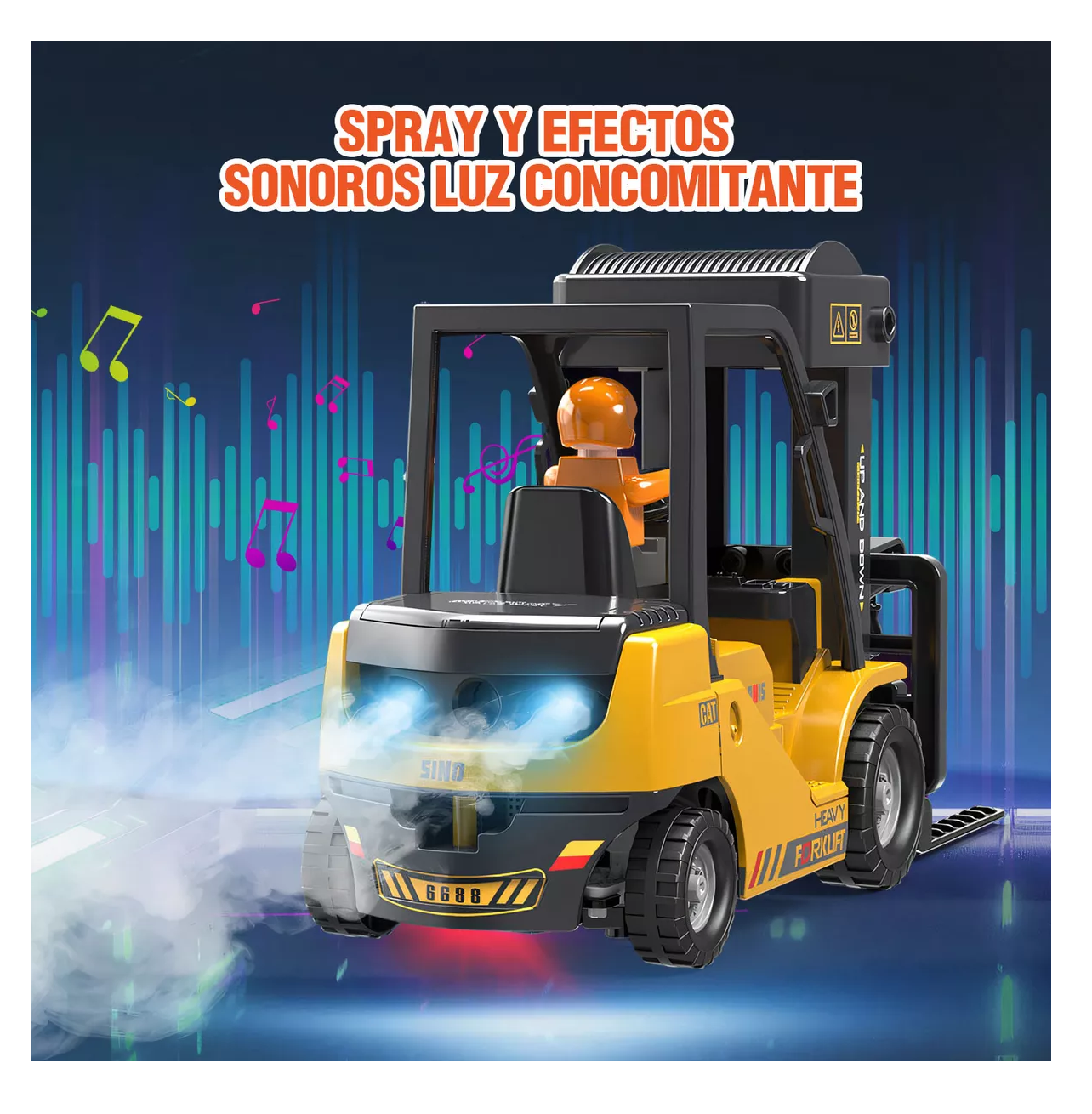 Foto 5 | Montacargas A Control Remoto Con Luz Y Música Para Niños Amarillo