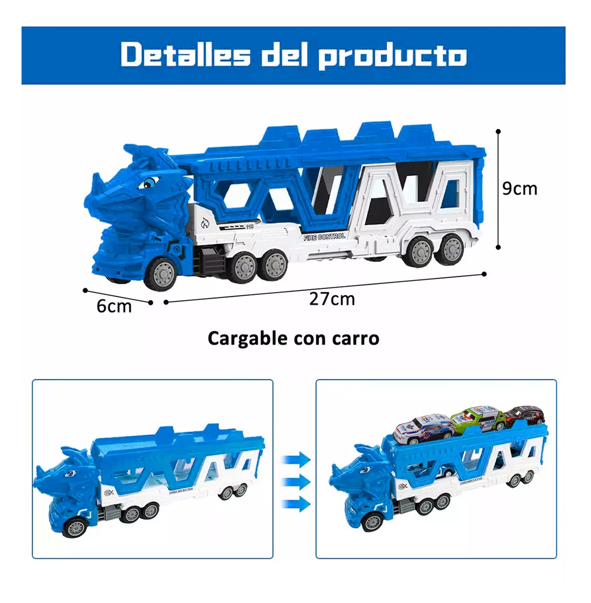 Foto 5 pulgar | Carros De Juguete De Dinosaurios Para Niños Tren 6 En 1 Azul