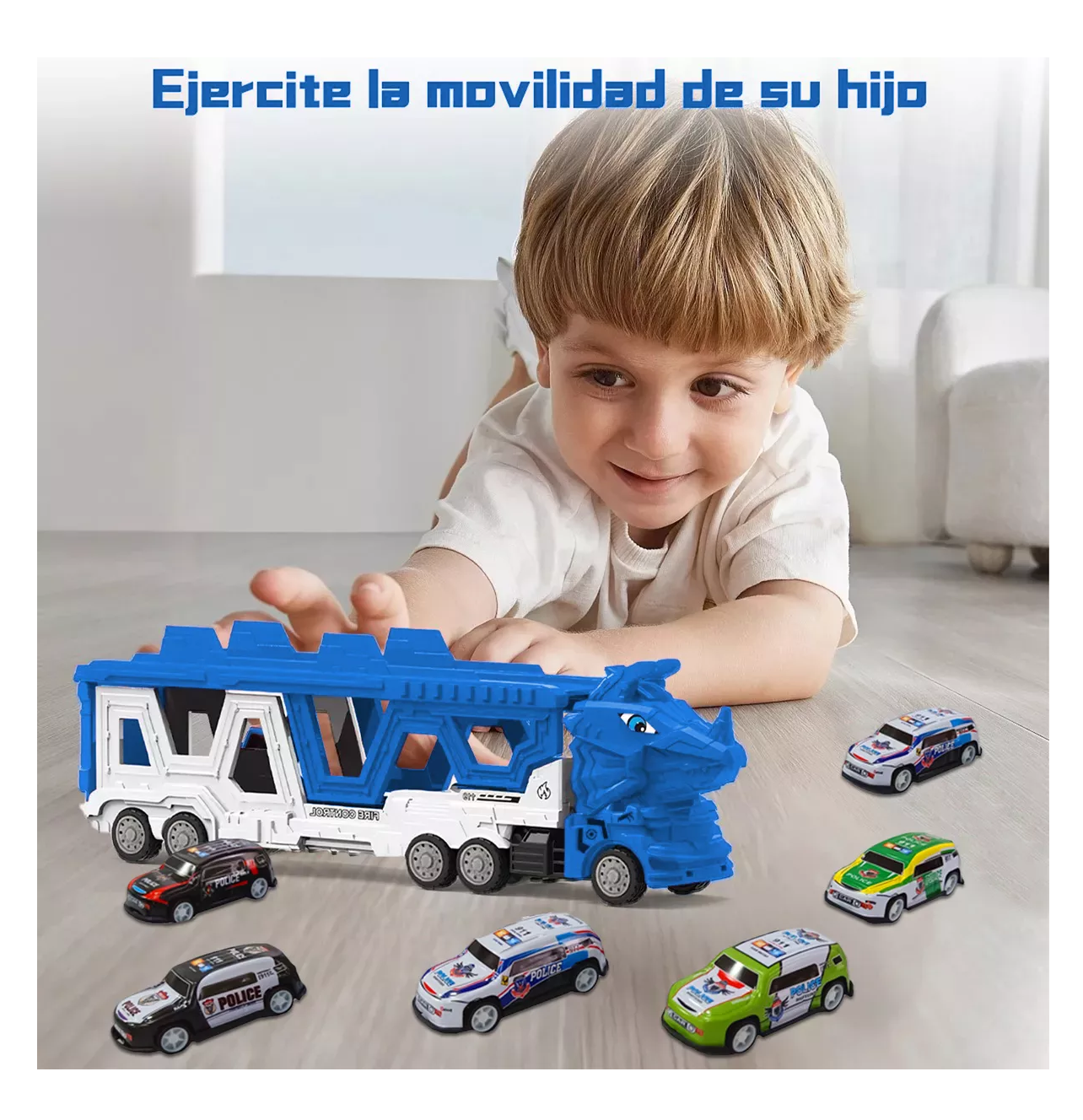 Foto 6 pulgar | Carros De Juguete De Dinosaurios Para Niños Tren 6 En 1 Azul