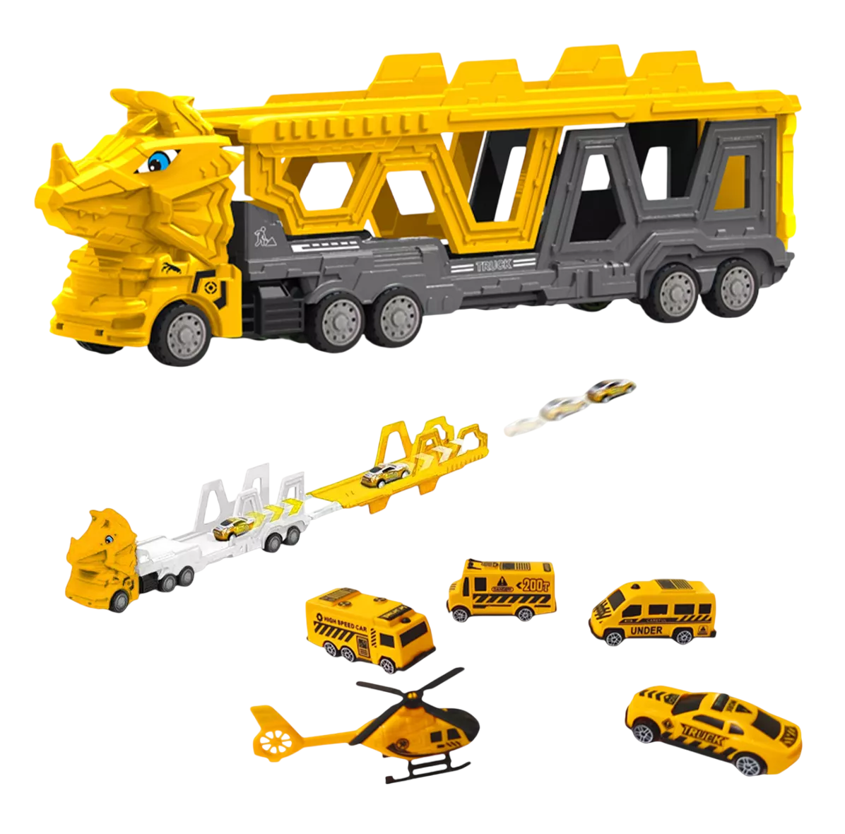 Foto 2 pulgar | Carros De Juguete De Dinosaurios Para Niños Tren 6 En 1 Amarillo
