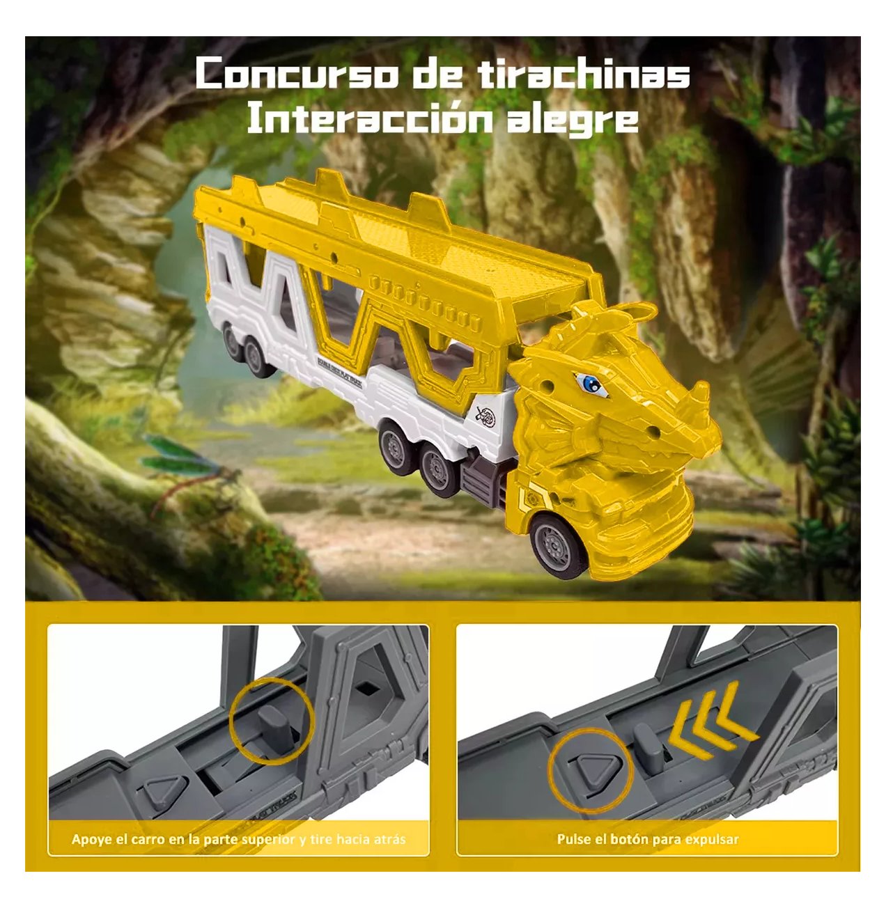 Foto 4 pulgar | Carros De Juguete De Dinosaurios Para Niños Tren 6 En 1 Amarillo