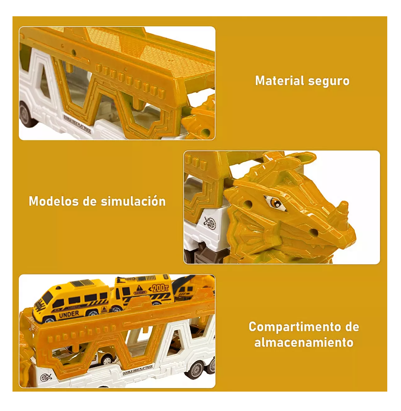 Foto 6 pulgar | Carros De Juguete De Dinosaurios Para Niños Tren 6 En 1 Amarillo