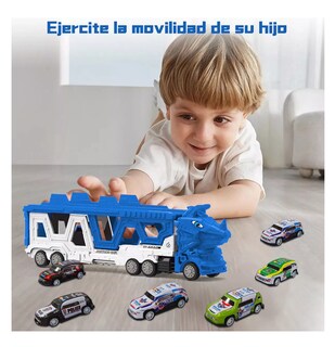 Foto 5 | Carros De Juguete De Dinosaurios Para Niños Tren 6 En 1 Azul