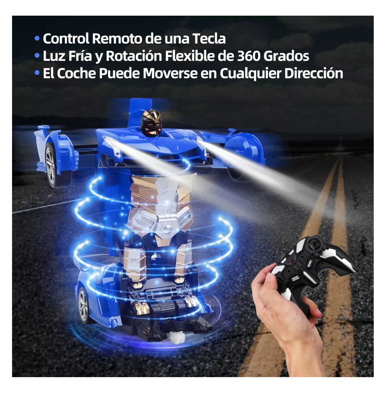 Foto 3 pulgar | Carro De Control Remoto De Rotación De 360 ° Transformadores Azul