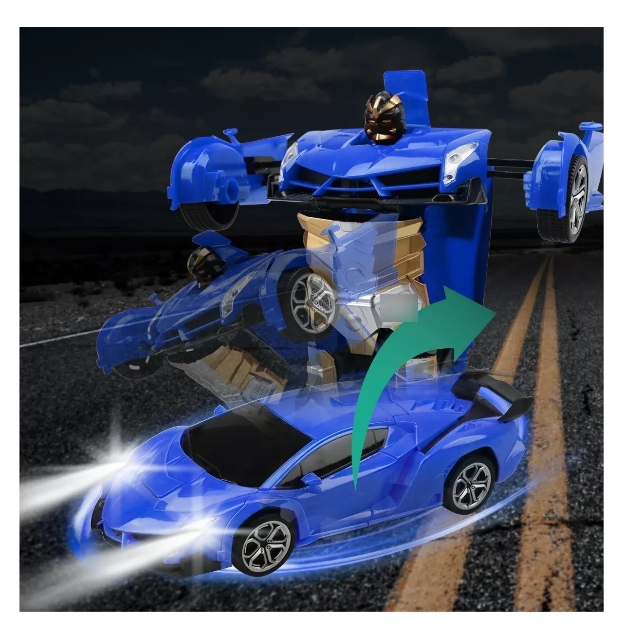 Foto 4 pulgar | Carro De Control Remoto De Rotación De 360 ° Transformadores Azul