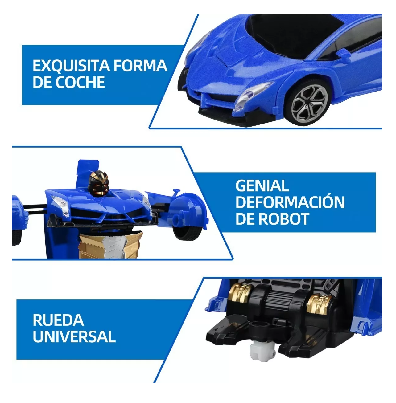 Foto 5 pulgar | Carro De Control Remoto De Rotación De 360 ° Transformadores Azul