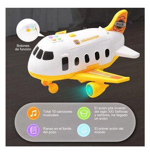 Foto 5 | Grua De Juguete Avión Transformer 3 En 1 Con Luz Y Música Blanco Amarillo