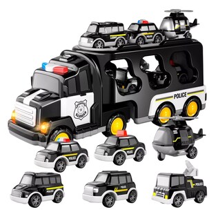 Foto 1 | Coche De Policía De Dibujos Animados Coche De Juguete 7 En 1 Negro