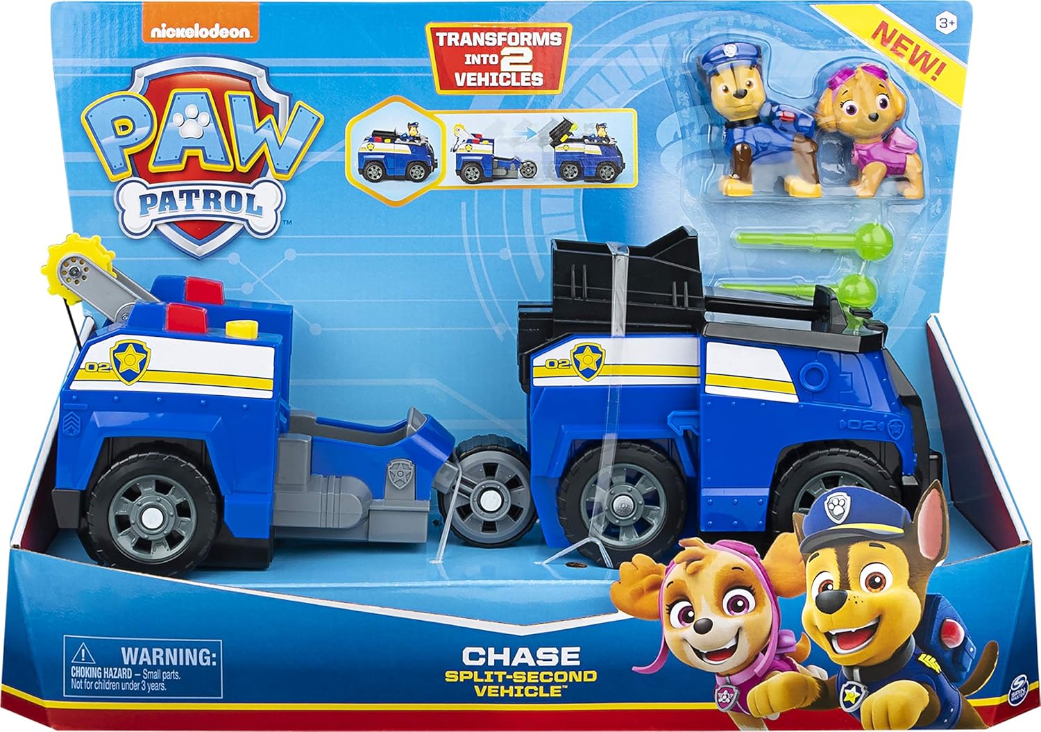 Foto 2 pulgar | Paw Patrol Vehiculo De Chase Transformable 2-1 Nickelodeon