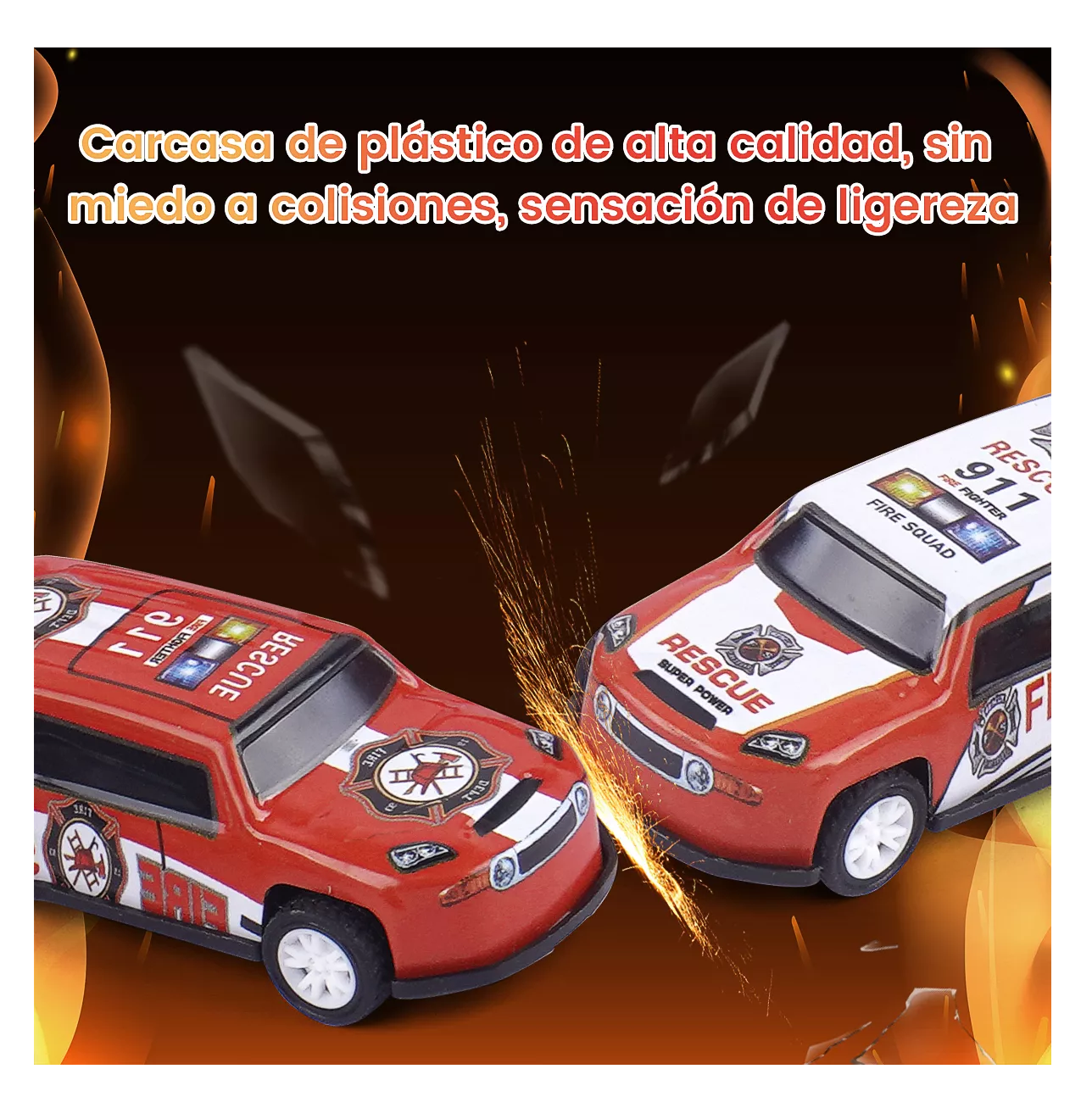 Foto 6 pulgar | Juguete Niños Camion De Bomberos Con Pista Catapultante 6 Pzs Rojo Blanco