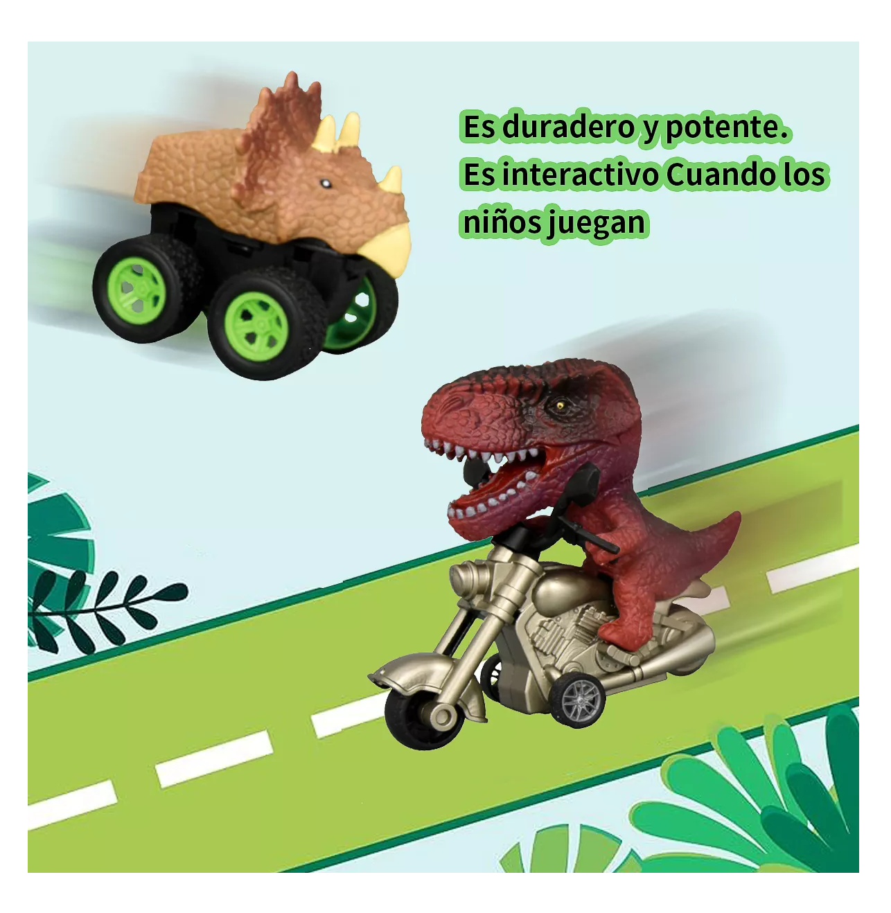 Foto 5 pulgar | Set de 5 Carritos de Dinosaurios Pull-Back para Niños