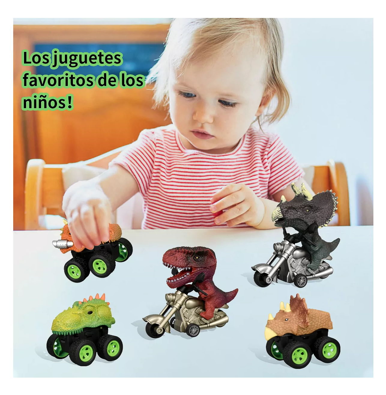 Foto 6 pulgar | Set de 5 Carritos de Dinosaurios Pull-Back para Niños