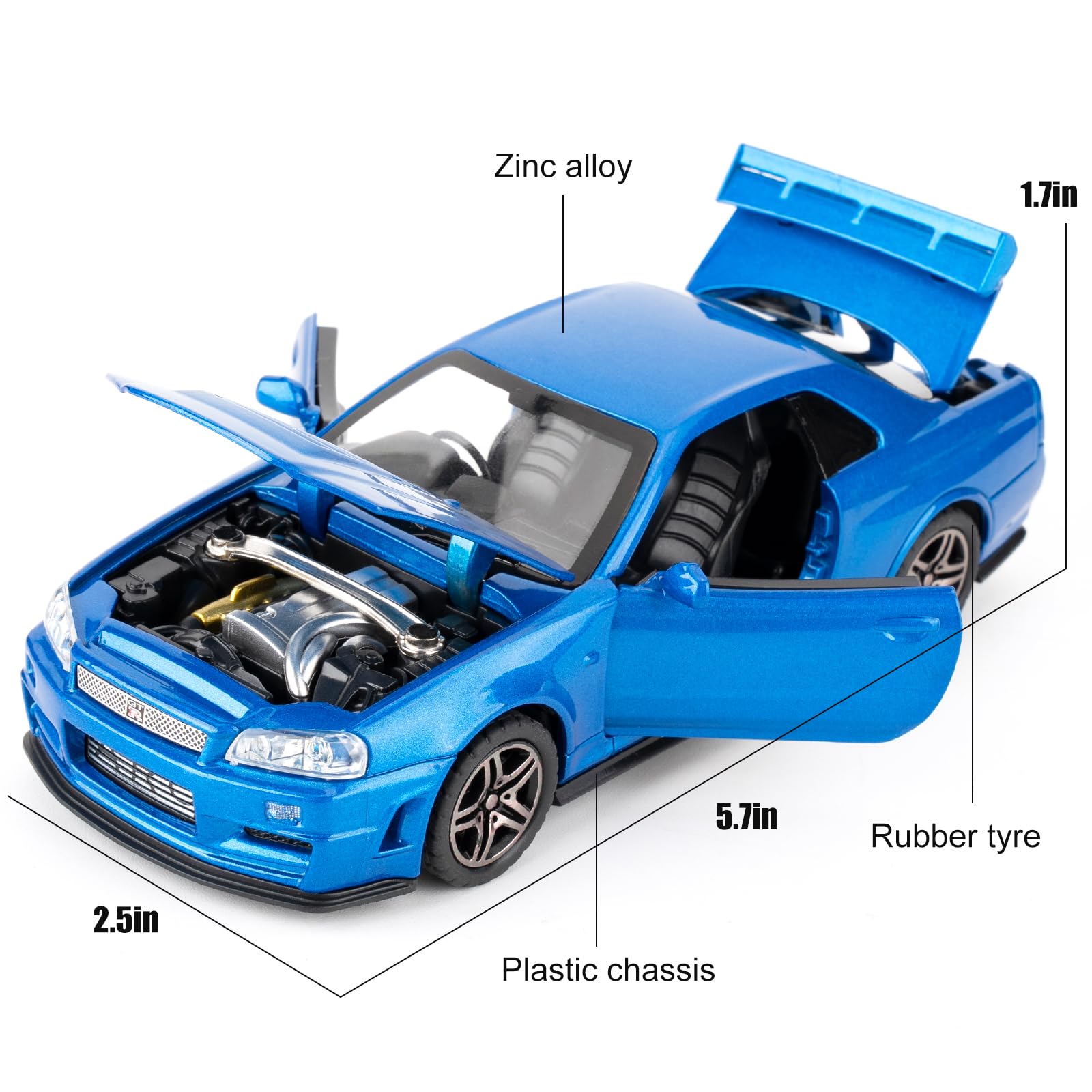 Foto 3 pulgar | Coche De Juguete Bdtctk Compatible Con Nissan Skyline Gt-r R34 De 1:32 - Venta Internacional.