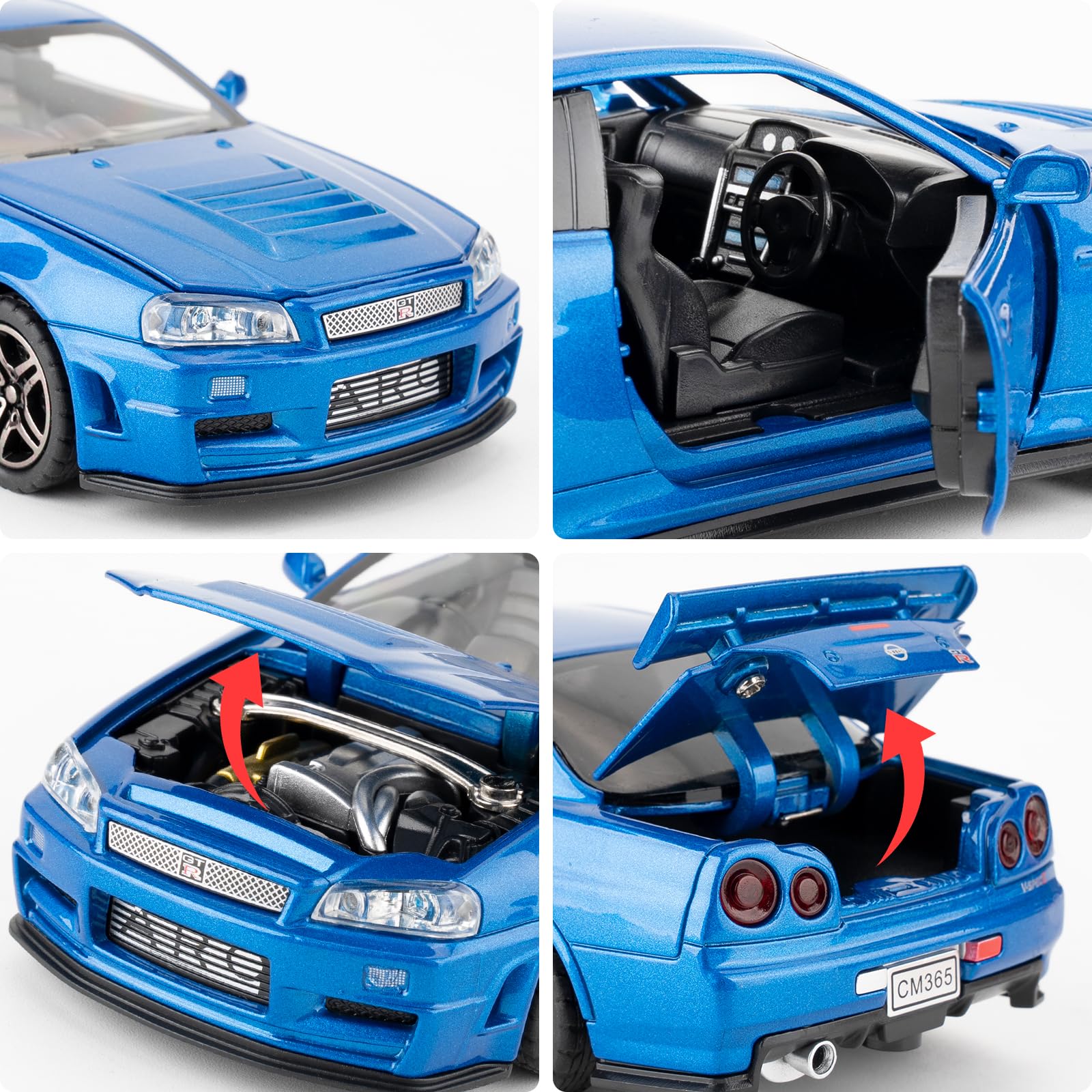 Foto 5 pulgar | Coche De Juguete Bdtctk Compatible Con Nissan Skyline Gt-r R34 De 1:32 - Venta Internacional.