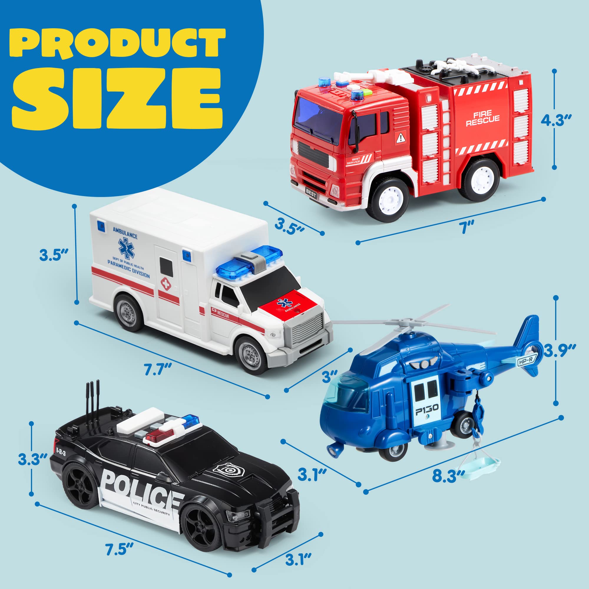 Foto 8 pulgar | Toy Playsets Joyin Emergency Vehicle Friction - Venta Internacional