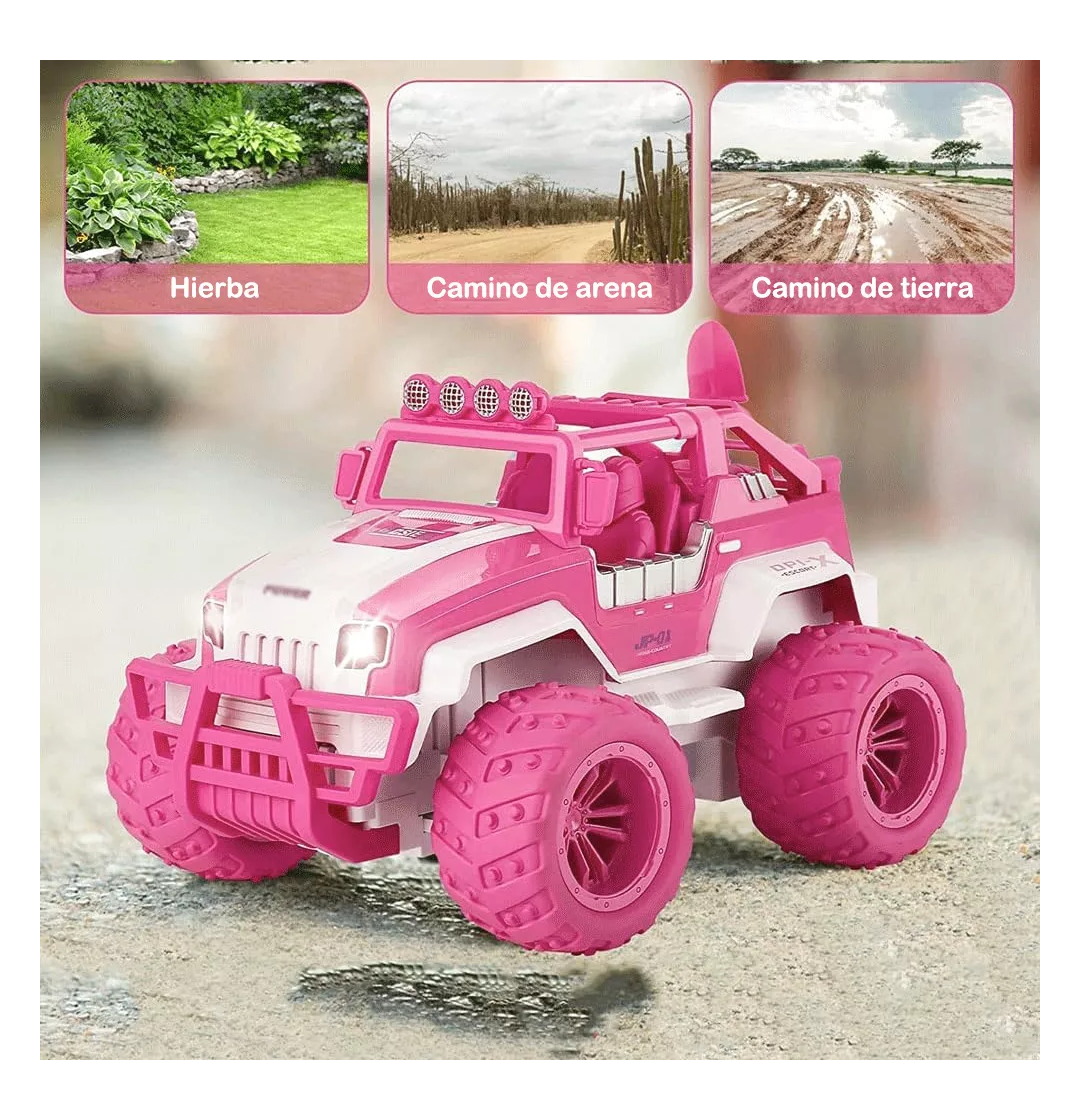 Foto 3 pulgar | Coche De Juguete Teledirigido Recargable Camión Todoterreno Rosa