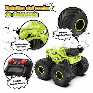 Foto 2 | Carros De Control Remoto Dinosaurio Con Luz, Spray Y Batería Verde