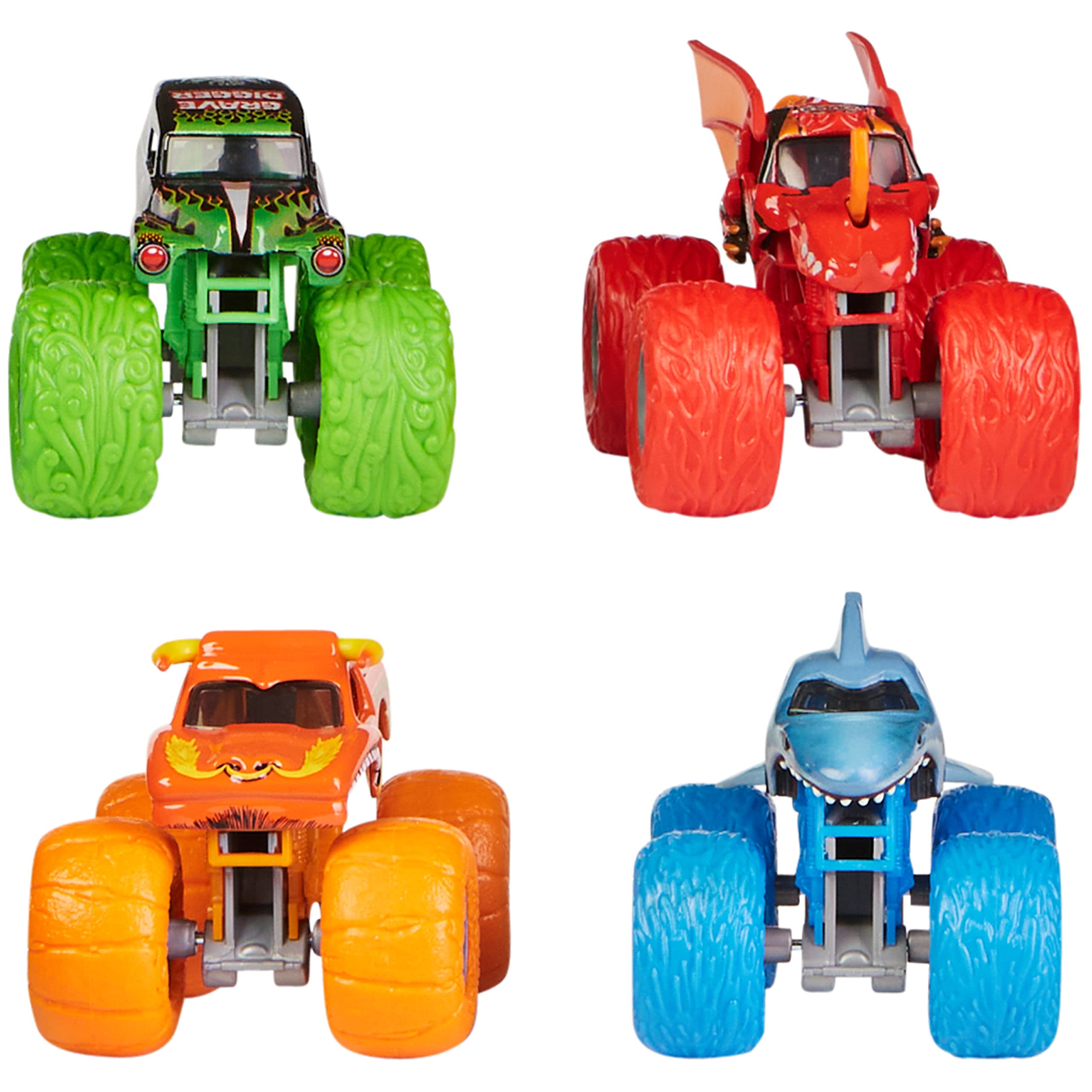 Foto 7 pulgar | Juego De Bandas De Rodadura Toy Monster Jam Tough Con 4 Camiones Fundidos A Presión 1:64 - Venta Internacional.
